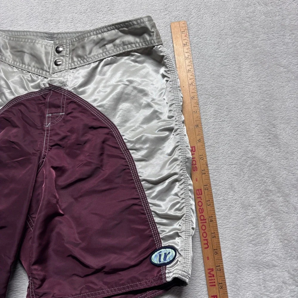 Immersion Research Board Shorts Mens 33 (Fits 31) Silver Burgundy Colorblock EUC